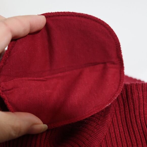 Preview Red & Black Stripe Knit Vintage Top w Shoulder Pads Wool Silk Medium - Picture 16 of 16